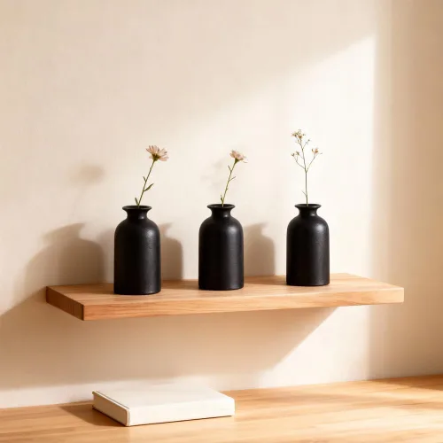 Vista 7 de Juego de 6 jarrones de cerámica negra, jarrones pequeños de 5 pulgadas para flores secas o plantas de casa, jarrones decorativos bohemios modernos