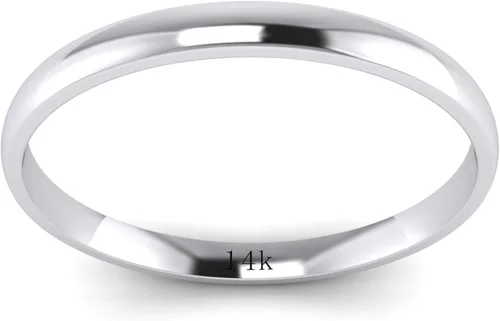 Vista 2 de LANDA JEWEL Anillo de boda pulido de oro amarillo rosa blanco macizo de 14 quilates, 0.079in, forma de cancha ligera, ajuste cómodo, Oro