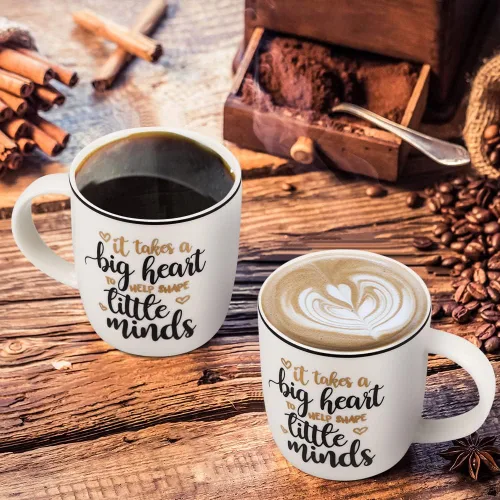 Vista 5 de Quimoy Taza de café con texto en inglés "It Takes A Big Heart", regalos inspiradores para profesores, taza de agradecimiento para graduación
