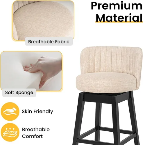 Vista 6 de COCO DESIGN - Juego de 2 taburetes de bar giratorios, 24" de altura del asiento, taburetes de bar de estilo moderno de mediados de siglo