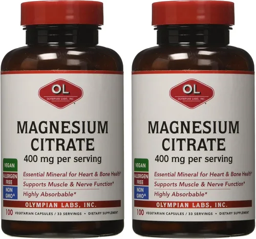 Vista 3 de Olympian Labs Citrato de magnesio, 400 mg 33 porciones, apoya el sistema nervioso saludable, músculo y hueso, 100 cápsulas