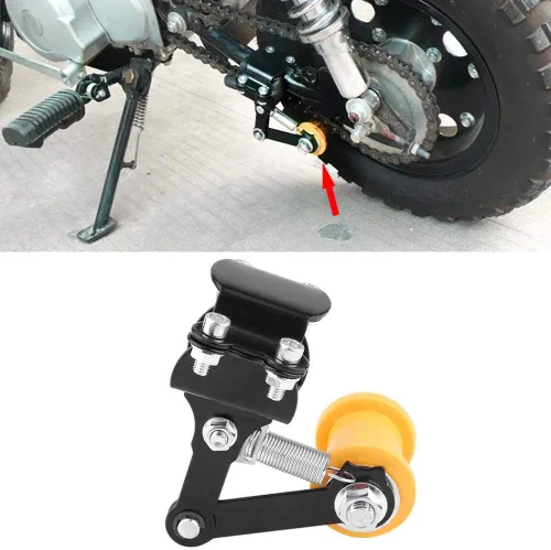 Vista 7 de Tensor de cadena, tensor de cadena ajustador, perno en rodillo, accesorios modificados para motocicleta, herramienta universal (negro)