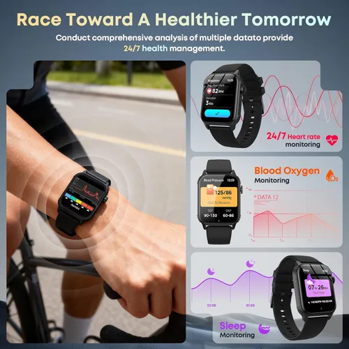 Vista 3 de Reloj inteligente para hombres, más de 120 modos deportivos con pantalla táctil HD de 1.83 pulgadas, monitor de sueño, impermeable IP67, llamada