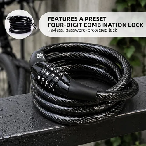Vista 5 de MEETLOCKS Cerradura de cable de combinación con etiqueta de código