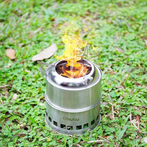 Vista 9 de Estufa de leña portátil de acero inoxidable ideal para campamentos Ohuhu