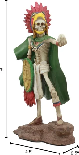 Vista 6 de Gifts & Decor Ebros Tenochtitlan Estatua de esqueleto de guerrero de águila azteca Día de los Muertos Calavera Fantasma Jefe Guerrero Figura