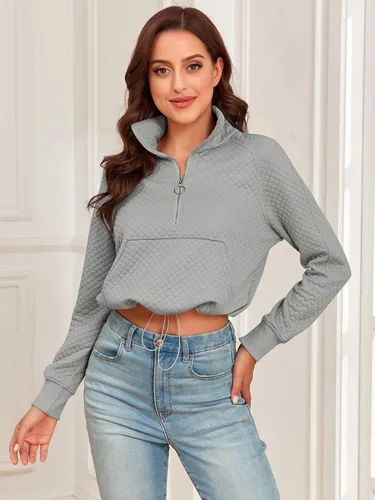 Vista 7 de SENFURE Sudaderas con capucha para mujer, manga larga, cuello alto, camisetas atléticas