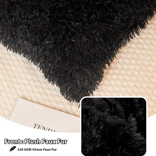Vista 3 de LIFEREVO Paquete de 2 fundas de almohada de piel sintética, serie de lujo decorativa para el hogar de felpa peluda, funda de almohada peluda súper