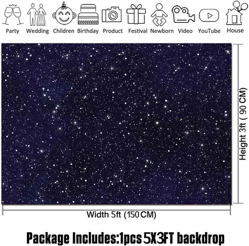 Vista 5 de HQM Telones de fondo de fotografía estrellada del universo del espacio del cielo nocturno para niños, niños o niñas, decoración de fiesta