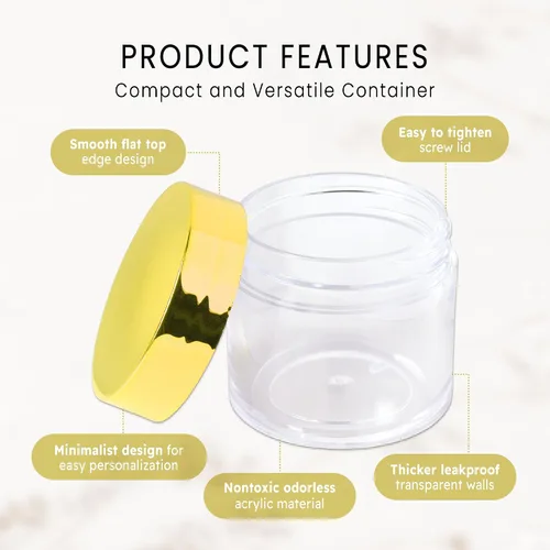 Vista 2 de Beauticom 12 recipientes transparentes redondos de acrílico de 1 onza con tapa superior plana, para cremas, lociones, maquillajes, cosméticos