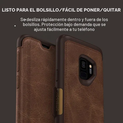 Vista 6 de OTTERBOX STRADA SERIES - Funda para Samsung Galaxy S9 - Embalaje al por menor - ESPRESSO (marrón oscuro/cuero marrón desgastado)