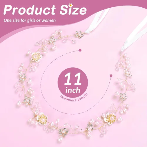 Vista 3 de Tocado para niña de las flores, accesorios para el cabello para boda, primera comunión