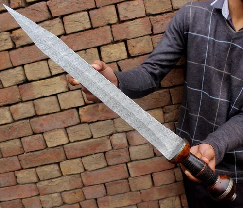 Vista 4 de MUÑECA griega de acero de Damasco personalizada/espada/daga/espada gladiosa de 27 pulgadas de largo
