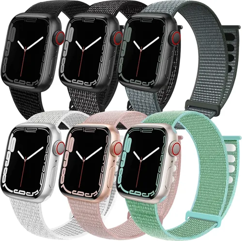 Vista 13 de Paquete de 6 correas deportivas compatibles con Apple Watch de 1.496 in 1.575 in 1.614 in 1.654 in 1.732 in 1.772 in 1.811 in 1.929 in para iWatch