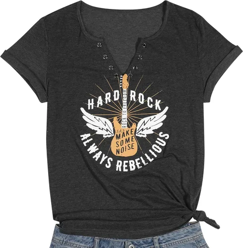 Vista 4 de Camiseta sin mangas de música Hard Rock Always Rebellious para mujer, camiseta gráfica de guitarra, chaleco de música country casual de verano