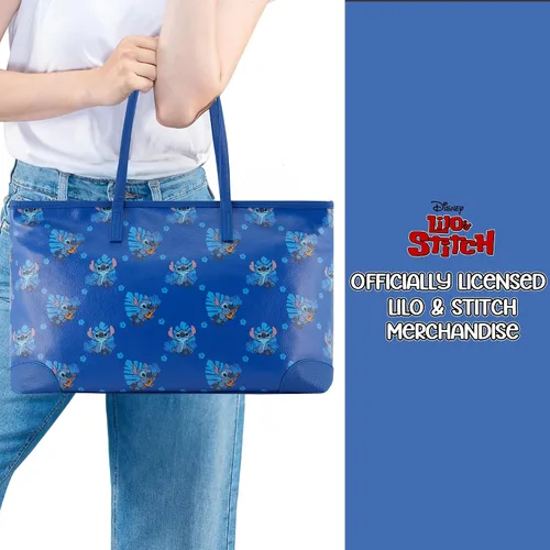 Vista 7 de Disney Lilo and Stitch - Bolso de mano para niñas, niños, adolescentes y adultos, de piel sintética de puntada, bolso de mano para cosplay con bolsa