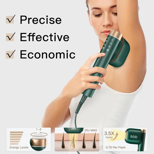 Vista 4 de Depilación láser, BoSidin depilación IPL con enfriamiento de hielo sin dolor, rejuvenecimiento facial SR 2 en 1, 6+1 modos, 6 niveles de depilación