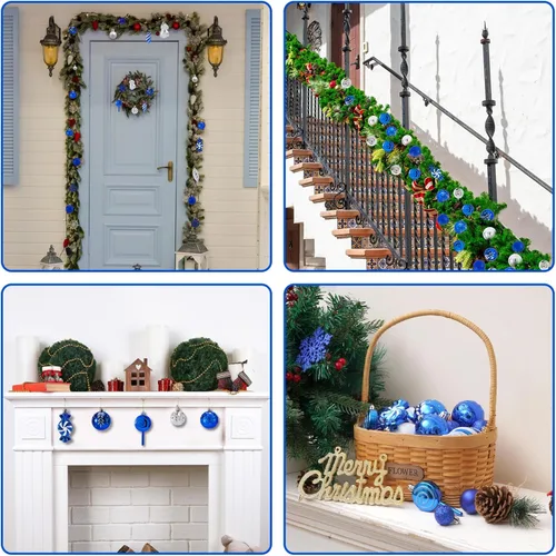 Vista 7 de Juego de adornos de bolas de Navidad irrompibles, 130 piezas de decoración para árbol de Navidad, surtido de bolas colgantes de Navidad a granel