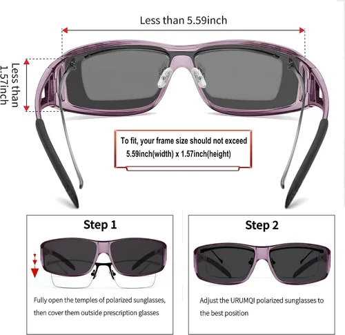 Vista 4 de URUMQI Sunglasses Fit Over Glasses Polarized 100 UV Protection Wrap-around Sunglasses for Men Women Driving