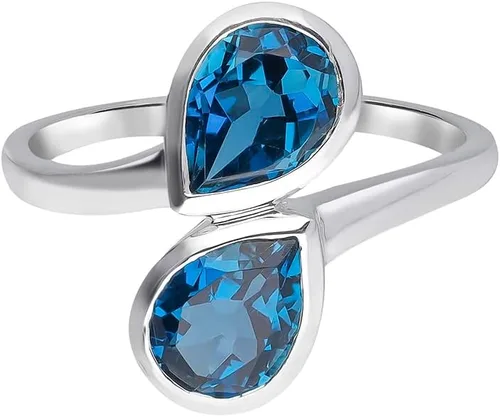 Vista 3 de YoTreasure London Blue Topaz Rhodolite Garnet Rainbow Moonstone Ring Solid Gold Plated 925 Sterling Silver Jewelry
