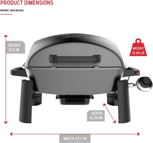 Vista 8 de Nexgrill Parrilla de gas propano portátil de 1 quemador con tapa, encendido piezoeléctrico, 10,000 BTU, 183 pulgadas cuadradas, parrilla de mesa