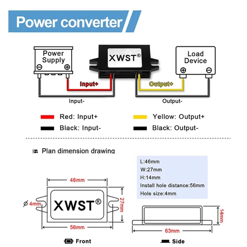 Vista 4 de 12V 24V reductor de voltaje convertidor de 5V 1A 5W, regulador de 5 voltios impermeable DC/DC Buck transformador fuente de alimentación