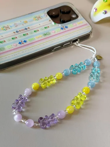 Vista 18 de Drawwind Correa con cuentas para teléfono con pulsera universal, cordón para teléfono celular lindo, pulsera de muñeca con cuentas, cadena de hilo