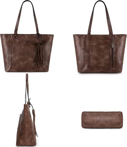 Vista 4 de Wrangler - Bolsos de mano Hobo de cuero vegano para mujer, con asa superior
