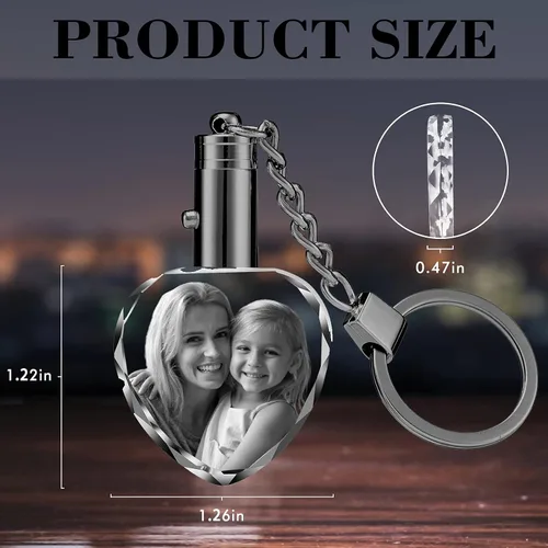 Vista 3 de YanNanKe Llavero de cristal personalizado con foto personalizada con grabado láser