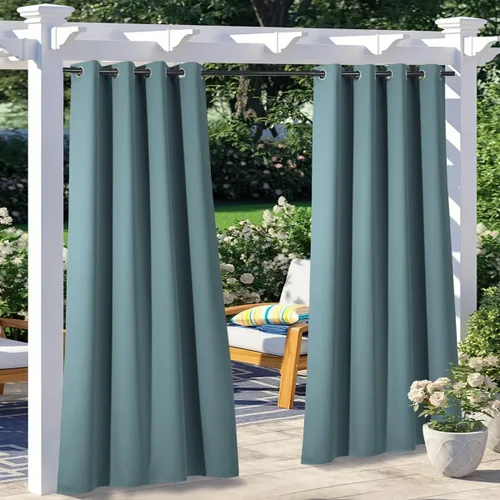 Vista 184 de NICETOWN Cortina para Exteriores para Patio Impermeable de 84 Pulgadas de Ancho, Aislamiento Térmico con Ojales Antioxidantes Bloqueo UV Cortina