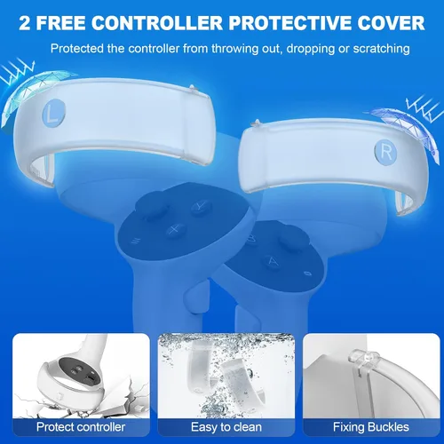 Vista 7 de VR Golf Club for Oculus Quest 2 Rift S Meta Quest 2 Aikeec VR Golf Club Handle Accessory Quest 2 Golf Club Attachment with 2 Controller Covers