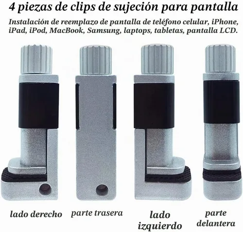 Vista 4 de Abrazadera de reparación de teléfono, 4 piezas para reparación de pantalla, sujeción ajustable, soporte de clip para iPhone, herramienta
