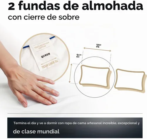 Vista 5 de TEXAS LINEN CO. Juego de 2 fundas de almohada 100% de algodón egipcio, tamaño estándar/Queen, fundas de almohada de lujo de alta serie color beige