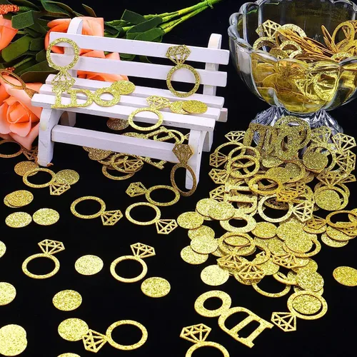 Vista 3 de Gold Wedding Confetti, 100 Pcs I DO Engagement (Pack of 2)