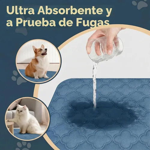 Vista 3 de FunFurry Forro lavable para jaula de conejillo de indias, paquete de 4 almohadillas reutilizables y lavables, ropa de cama impermeable para Azul