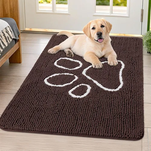 Vista 152 de Smiry Tapete para puerta de perro para patas fangosas, absorbente y Gris y negro