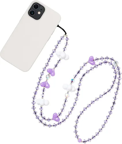 Vista 18 de Beaded Phone Charm Lanyard Strap Crossbody Fixed Beads Pearl Neck Chain