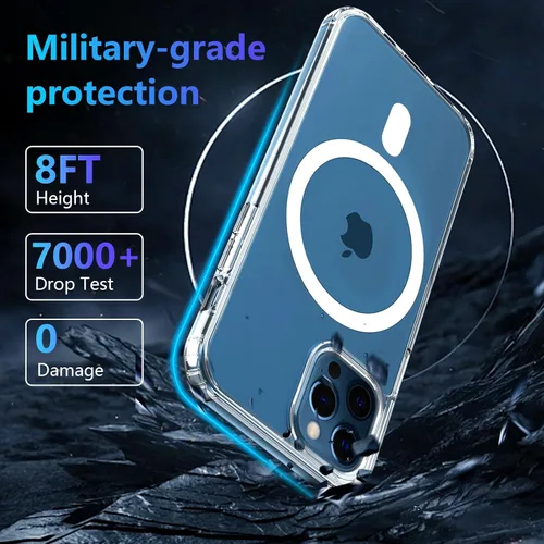 Vista 5 de S. Tedazo Funda magnética para iPhone 7 Plus/8 Plus compatible con MagSafe, no amarillea, protección de grado militar, funda ultradelgada a prueba