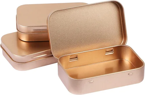 Vista 6 de MIDELONG Paquete de 3 cajas rectangulares de metal con bisagras con tapa, mini caja portátil vacía, contenedores para manualidades, kit