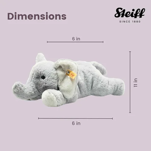 Vista 4 de Steiff Wild Animals Elna - Juguete de peluche de elefante, color gris, 11 pulgadas