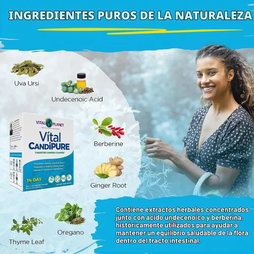 Vista 6 de Vital Planet - Vital CandiPURE - Limpieza intestinal formulada para mantener un equilibrio intestinal saludable, 2 partes - Kit de 14 días, 56