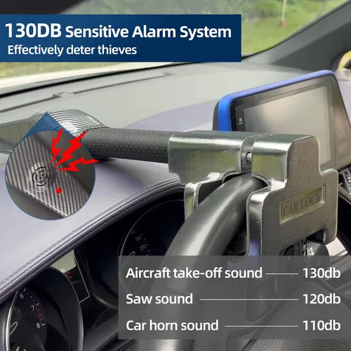 Vista 9 de Cerradura del volante con la alarma 130dB, dispositivo antirrobo