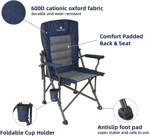 Vista 10 de ROCK CLOUD Silla plegable para acampar, sillas de campamento con soporte