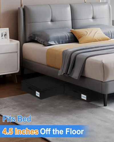 Vista 2 de Contenedor de almacenamiento debajo de la cama de 4.5 pulgadas de alto, contenedor de almacenamiento bajo debajo de la cama, organizador
