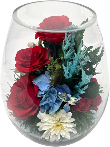 Vista 2 de Fiora Flower Rosas preservadas y arreglo floral en jarrón de vidrio sellado Dura hasta 5 años Regalo elegante para bodas, cumpleaños y Brisa