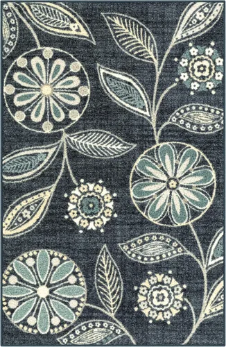 Vista 15 de Maples Rugs Reggie - Alfombra bohemia con estampado floral, 1 pies 8 Gris oscuro
