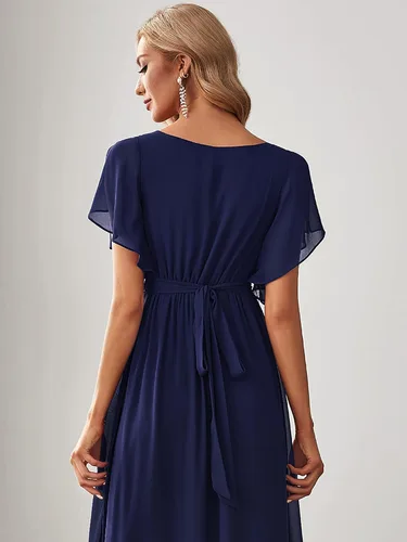 Vista 2 de Ever-Pretty Women's V-Neck Ruffle Sleeves Ruched Bust Chiffon Floor Length Formal Dresses 0164A-USA
