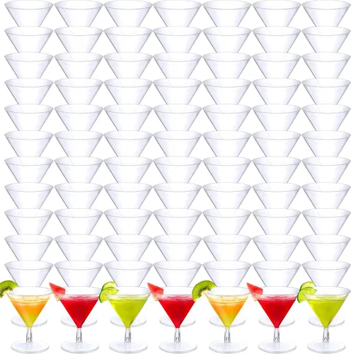 Vista 8 de Rtteri 250 mini vasos de Martini de plástico de 2 onzas desechables mini margarita transparentes para bodas, fiestas, cócteles, bebidas, postres