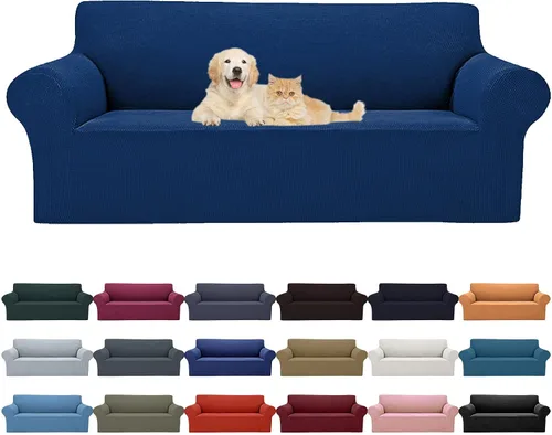 Vista 12 de Cupuamon Funda elástica para sofá de 1 plaza, funda protectora de muebles con parte inferior elástica de tela jacquard a cuadros pequeños para Beige