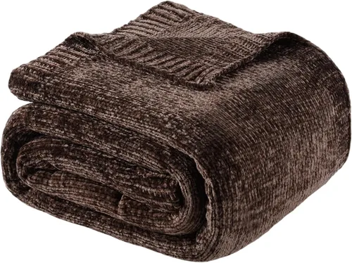 Vista 24 de Manta beige de felpilla suave para sofá, 51 x 67 pulgadas